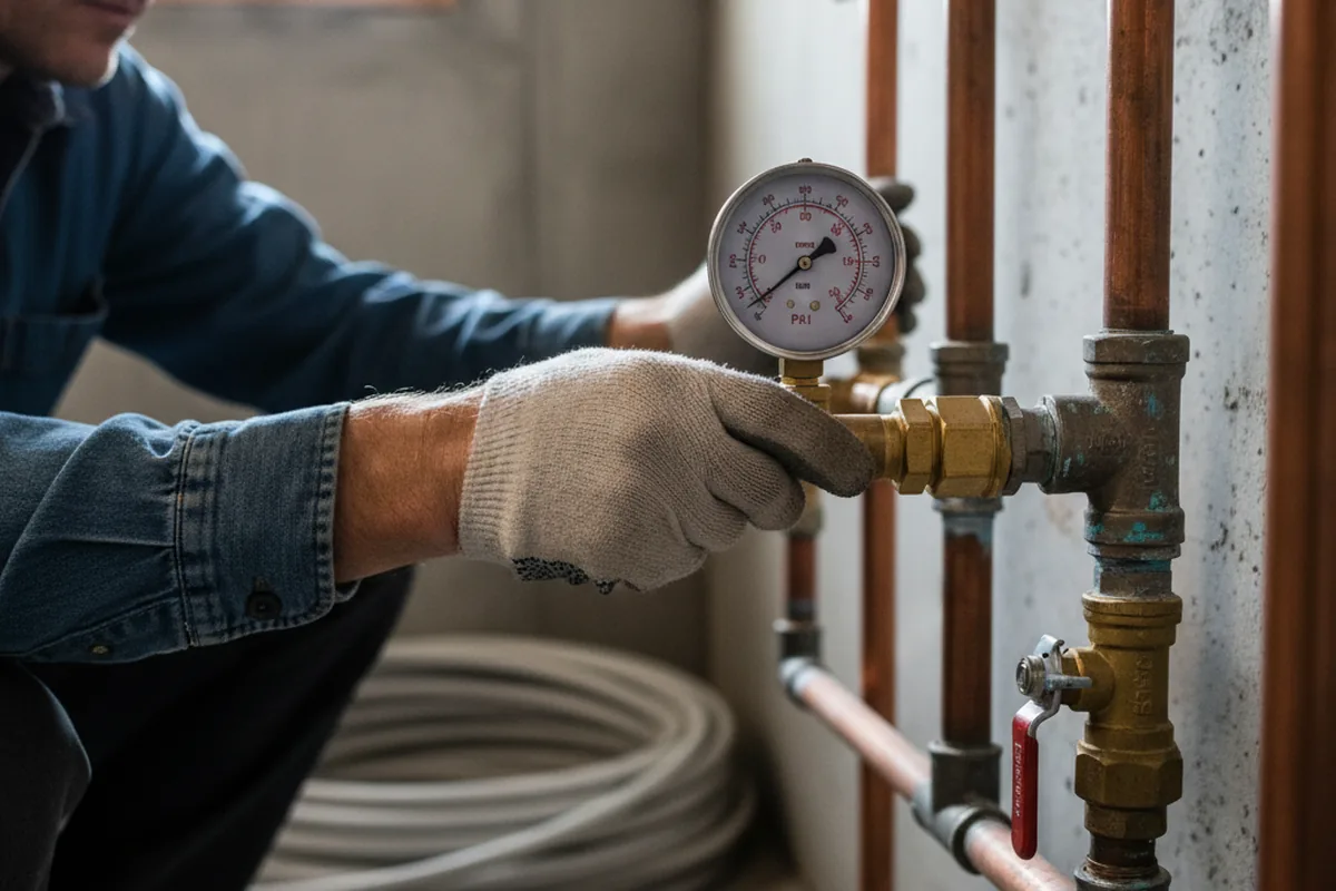 Pressure testing a repaired line during Water Line Repair in Armbrust